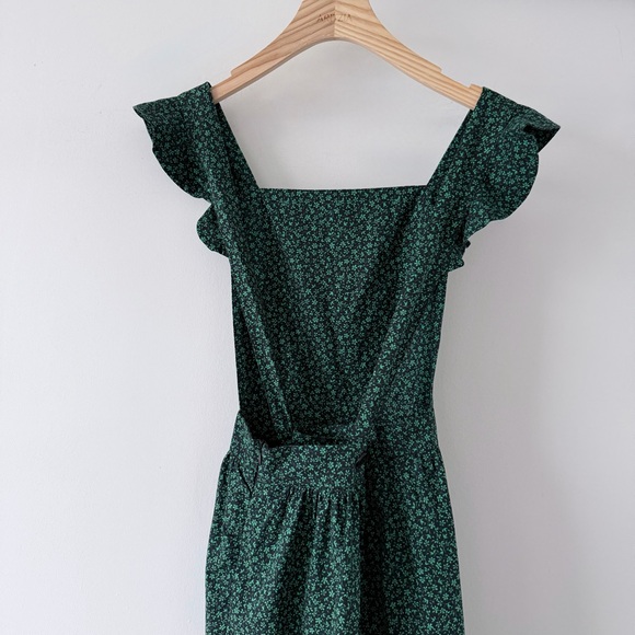 Zara Green Floral Midi Dress Ruffle Strap Square Neck Cottagecore Size S - Picture 9 of 16